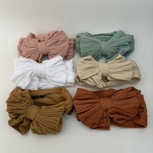 New Super Stretchy Cable Knit Pattern Headbands Hair Wraps Bows Pink Tan OS